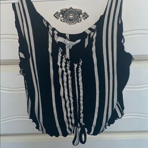 black and white striped crop top